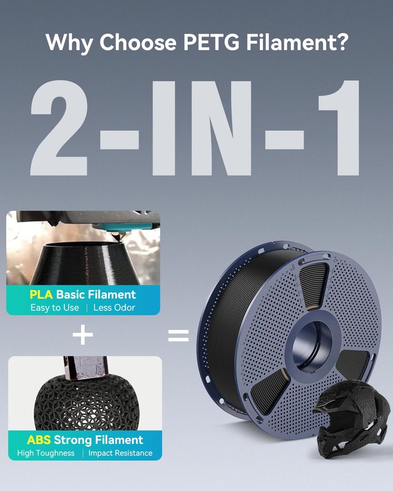 SUNLU 3D Printer Filament PETG Filament 1.75mm, Less Stringing Good Layer Adhesion High Toughness, PETG Filament 1.75 Â±0.02mm, 1kg Spool(2.2lbs), White - Image 2